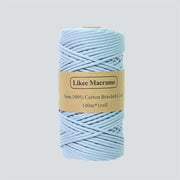 Premium: 3mm macramé thread 100m light blue color
